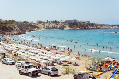 Crowded summer beach. High angle view - slon.pics - free stock photos and illustrations