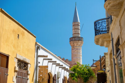 Limassol old town. Street leading to The Great Mosque (Cami Kebir). Limassol, Cyprus - slon.pics - free stock photos and illustrations