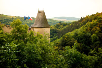 Side tower of Karlstejn Castle. Central Bohemia, Karlstejn village, Czech Republic - slon.pics - free stock photos and illustrations