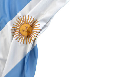 Flag of Argentina in the corner on white background. Isolated, contains clipping path - slon.pics - free stock photos and illustrations