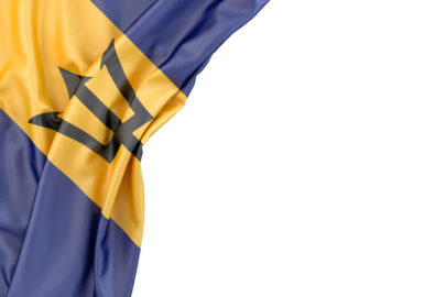 Flag of Barbados in the corner on white background. Isolated, contains clipping path - slon.pics - free stock photos and illustrations
