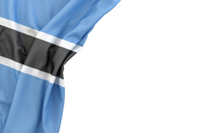 Flag of Botswana in the corner on white background. Isolated, contains clipping path - slon.pics - free stock photos and illustrations