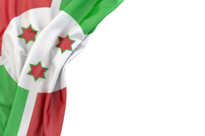 Flag of Burundi in the corner on white background. Isolated, contains clipping path - slon.pics - free stock photos and illustrations