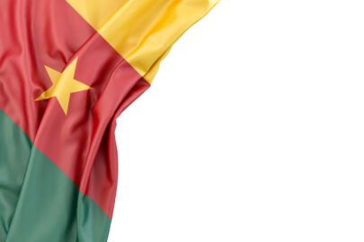 Flag of Cameroon in the corner on white background. Isolated, contains clipping path - slon.pics - free stock photos and illustrations