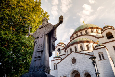 Statue of St. Sava with Church on background. Belgrade, Serbia - slon.pics - free stock photos and illustrations