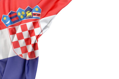 Flag of Croatia in the corner on white background. Isolated, contains clipping path - slon.pics - free stock photos and illustrations