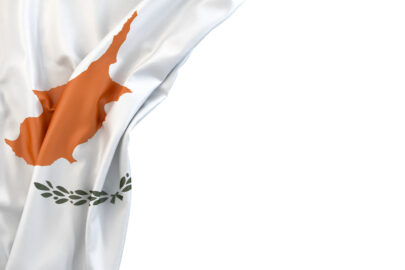Flag of Cyprus in the corner on white background. Isolated, contains clipping path - slon.pics - free stock photos and illustrations