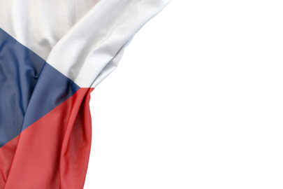 Flag of Czech Republic in the corner on white background. Isolated, contains clipping path - slon.pics - free stock photos and illustrations