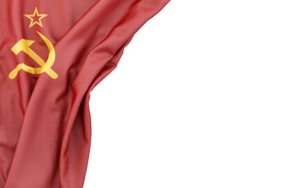 Flag of USSR in the corner on white background. Isolated, contains clipping path - slon.pics - free stock photos and illustrations