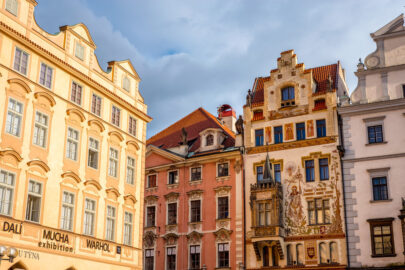 A decorated buildings facade on the southern side of Old Town Square (Staromestske Namesti). Prague, Czech Republic - slon.pics - free stock photos and illustrations