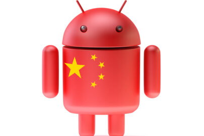 Android robot textured with flag of china. 3D illustration. Isolated - slon.pics - free stock photos and illustrations
