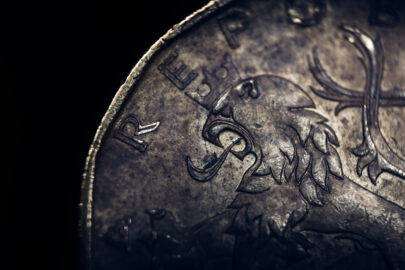 Bohemian heraldic lion on Czech Koruna coin - slon.pics - free stock photos and illustrations