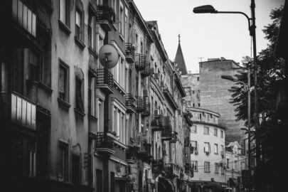 Dorde Jovanovic street. Black and white. Belgrade, Serbia. - slon.pics - free stock photos and illustrations