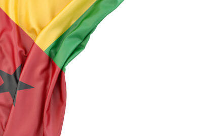 Flag Of Guinea-Bissau in the corner on white background. Isolated, contains clipping path - slon.pics - free stock photos and illustrations
