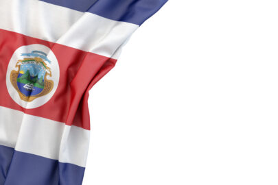 Flag of Costa Rica with ensign in the corner on white background. Isolated, contains clipping path - slon.pics - free stock photos and illustrations