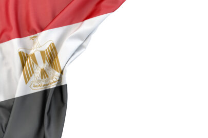 Flag of Egypt in the corner on white background. Isolated, contains clipping path - slon.pics - free stock photos and illustrations