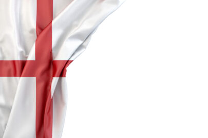 Flag of England in the corner on white background. Isolated, contains clipping path - slon.pics - free stock photos and illustrations