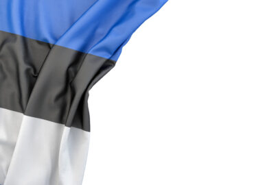 Flag of Estonia in the corner on white background. Isolated, contains clipping path - slon.pics - free stock photos and illustrations