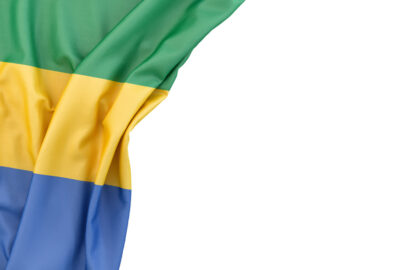 Flag of Gabon in the corner on white background. Isolated, contains clipping path - slon.pics - free stock photos and illustrations