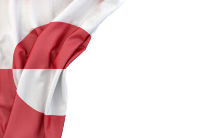 Flag of Greenland in the corner on white background. Isolated, contains clipping path - slon.pics - free stock photos and illustrations