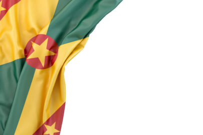 Flag of Grenada in the corner on white background. Isolated, contains clipping path - slon.pics - free stock photos and illustrations
