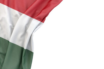 Flag of Hungary the corner on white background. Isolated, contains clipping path - slon.pics - free stock photos and illustrations