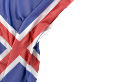 Flag of Iceland the corner on white background. Isolated, contains clipping path - slon.pics - free stock photos and illustrations