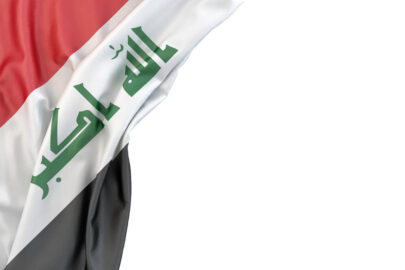 Flag of Iraq in the corner on white background. Isolated, contains clipping path - slon.pics - free stock photos and illustrations