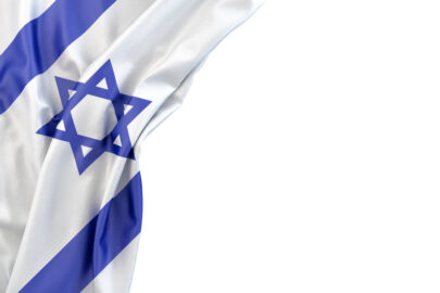 Flag of Israel in the corner on white background. Isolated, contains clipping path - slon.pics - free stock photos and illustrations
