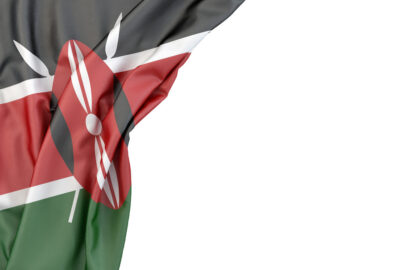 Flag of Kenya in the corner on white background. Isolated, contains clipping path - slon.pics - free stock photos and illustrations