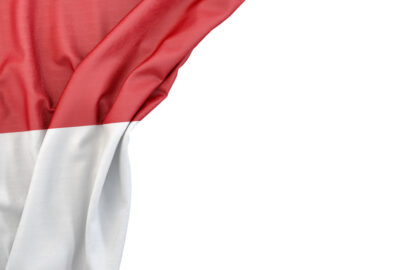 Flag of Monaco in the corner on white background. Isolated, contains clipping path - slon.pics - free stock photos and illustrations