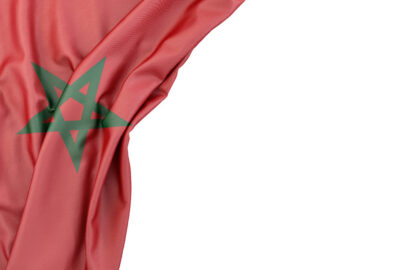 Flag of Morocco in the corner on white background. Isolated, contains clipping path - slon.pics - free stock photos and illustrations