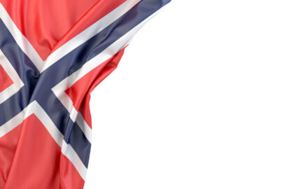 Flag of Norway in the corner on white background. Isolated, contains clipping path - slon.pics - free stock photos and illustrations