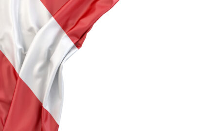 Flag of Peru in the corner on white background. Isolated, contains clipping path - slon.pics - free stock photos and illustrations