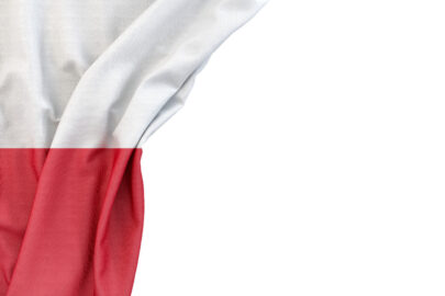 Flag of Poland in the corner on white background. Isolated, contains clipping path - slon.pics - free stock photos and illustrations