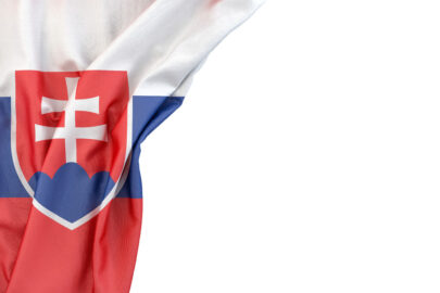 Flag of Slovakia in the corner on white background. Isolated, contains clipping path - slon.pics - free stock photos and illustrations