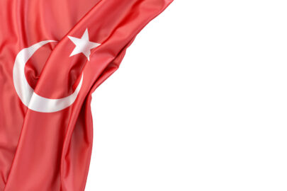 Flag of Turkey in the corner on white background. Isolated, contains clipping path - slon.pics - free stock photos and illustrations