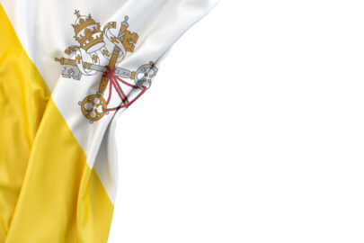 Flag of Vatican in the corner on white background. Isolated, contains clipping path - slon.pics - free stock photos and illustrations