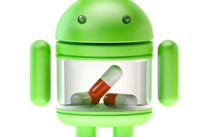 Google Android Robot with pills. 3D illustration. Isolated. Contains clipping path - slon.pics - free stock photos and illustrations
