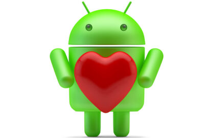 Google Android Robot with red heart. 3D illustration. Isolated. Contains clipping path - slon.pics - free stock photos and illustrations