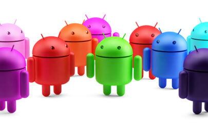 Group of colorful android robots. 3D illustration. Isolated. Contains clipping path - slon.pics - free stock photos and illustrations