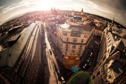 High angle view of the narrow streets. Prague old town, Czech Republic - slon.pics - free stock photos and illustrations