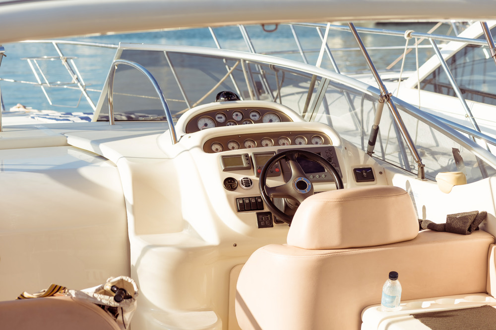Modern sailing yacht steering wheel