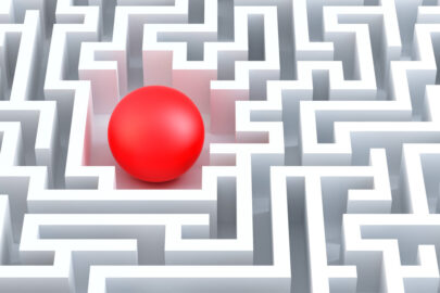 Red sphere in an abstract maze. 3d illustration - slon.pics - free stock photos and illustrations