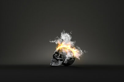 Skull burning in flames - slon.pics - free stock photos and illustrations