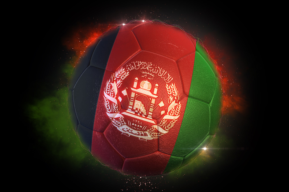 Soccer ball textured with flag of Afghanistan