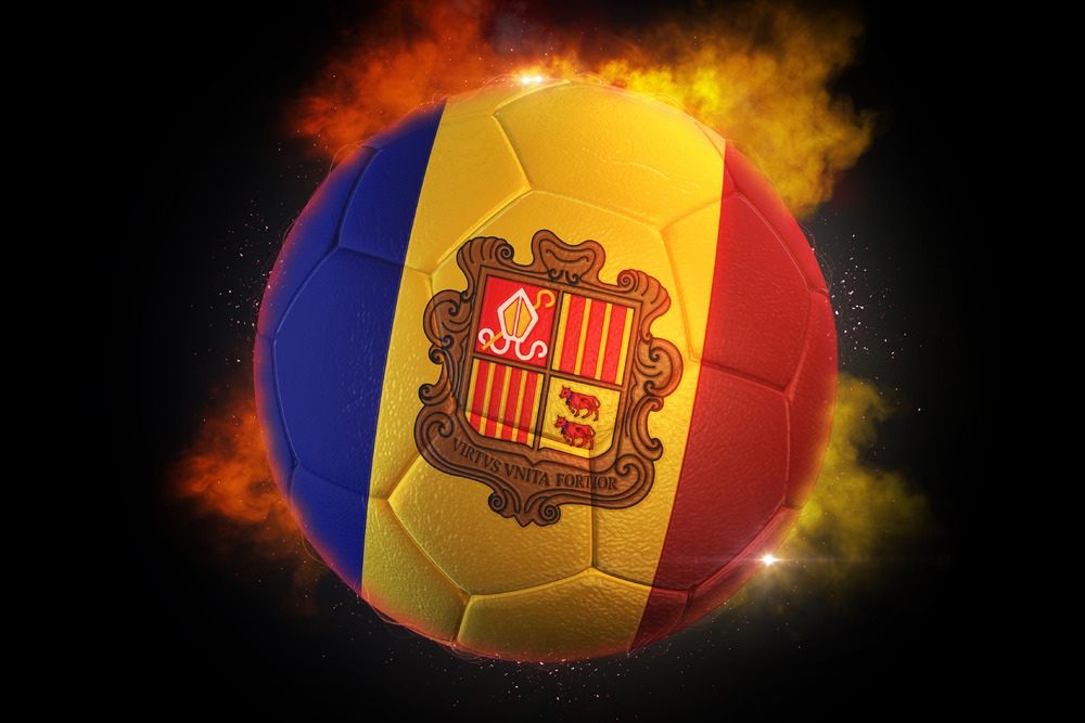 Soccer ball textured with flag of Andorra