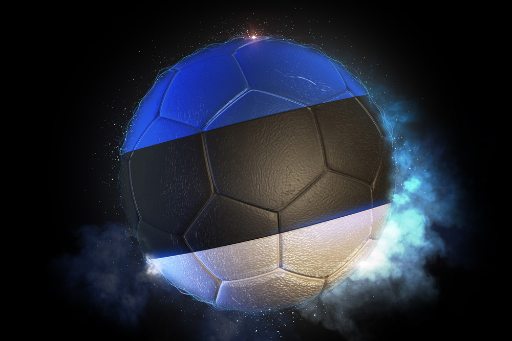 Soccer ball textured with flag of Estonia