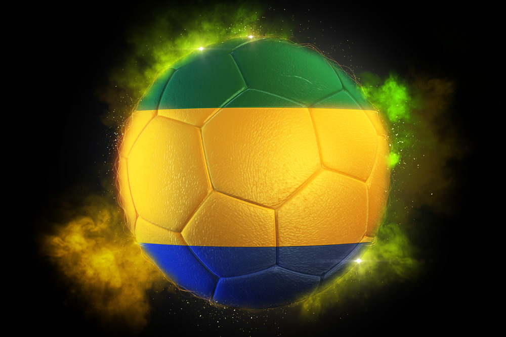 Soccer ball textured with flag of Gabon