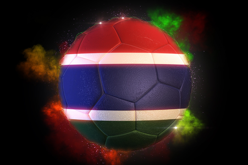 Soccer ball textured with flag of Gambia